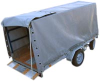 Прицеп для перевозки техники и грузов с тентом на колесах R16